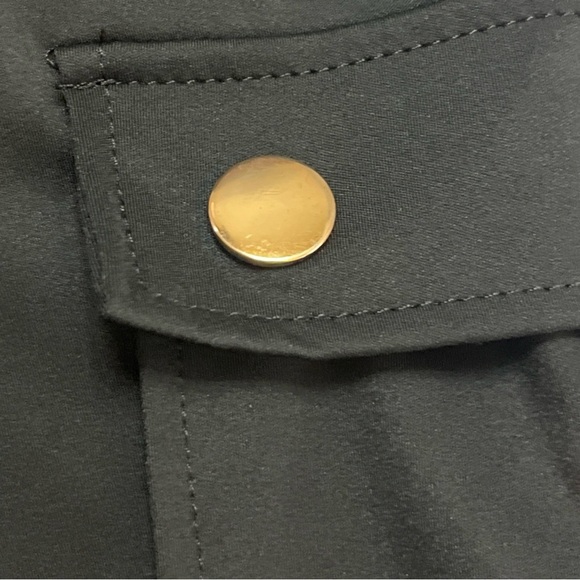 Women's PullOn Black Cargo Pants Gold Snap Buttons Front and Back Pockets  Large - Picture 3 of 8